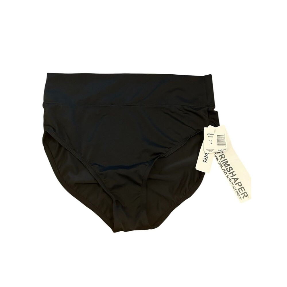 TRIMSHAPER High Waist Black Swim Bottoms - Trims and sculpts - NWT - size 14